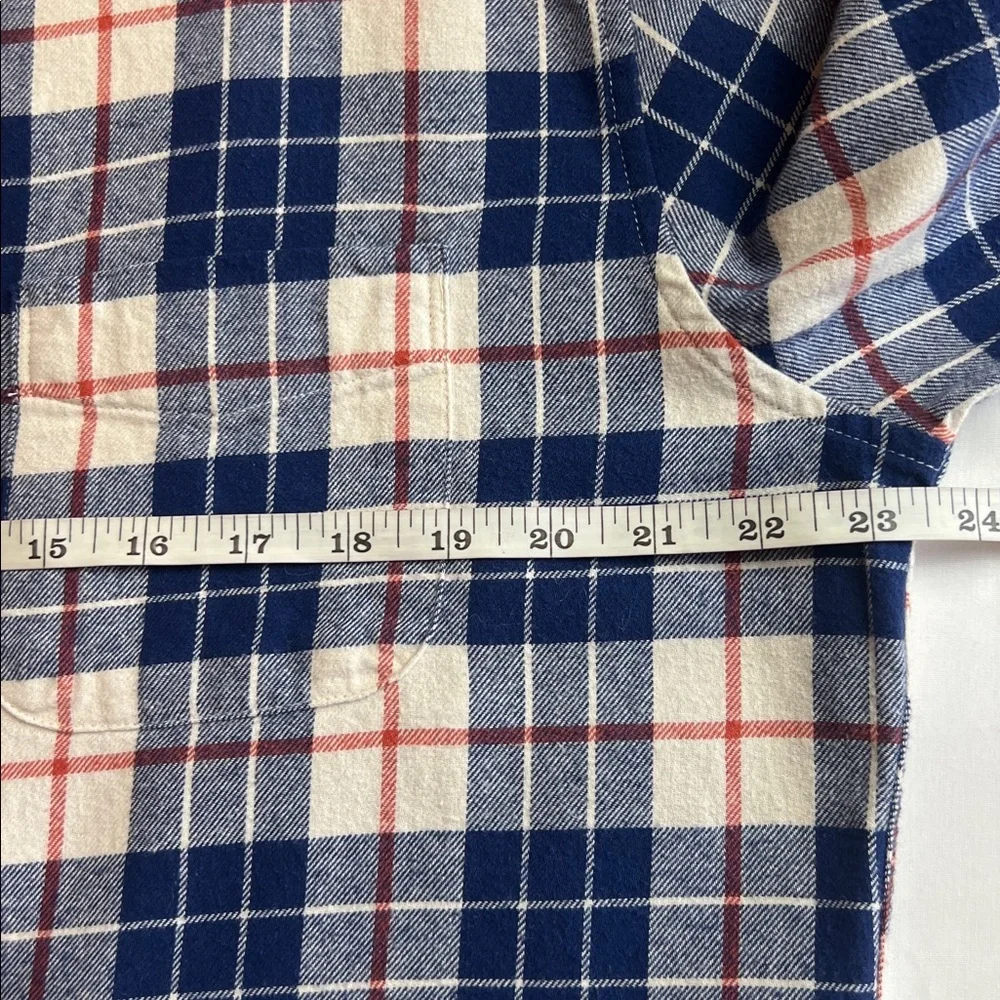 J.Crew Men’s Plaid flannel shirt Blue & Off White SZ XL